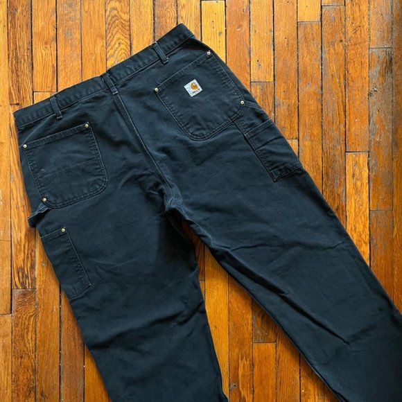 Vintage 90s Carhartt Union Made in USA BO1 BLK Men's Black Double Knee‎ Pants - Picture 3 of 4